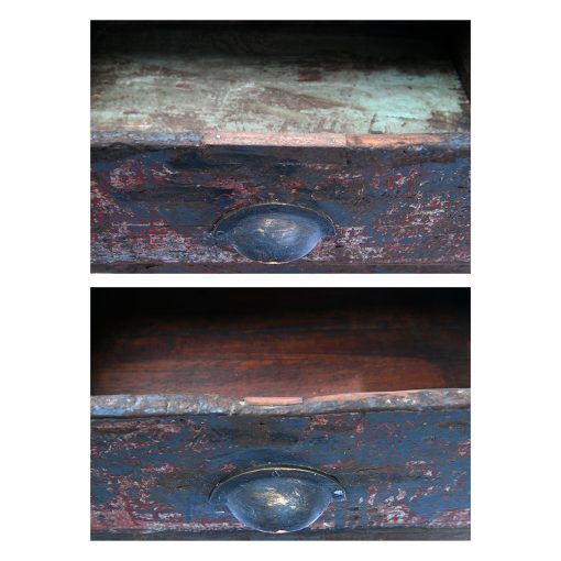 Table en bois patinée à 2 tiroirs - Julien Cohen Mes Découvertes