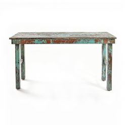 Table pliante en bois patiné bleu