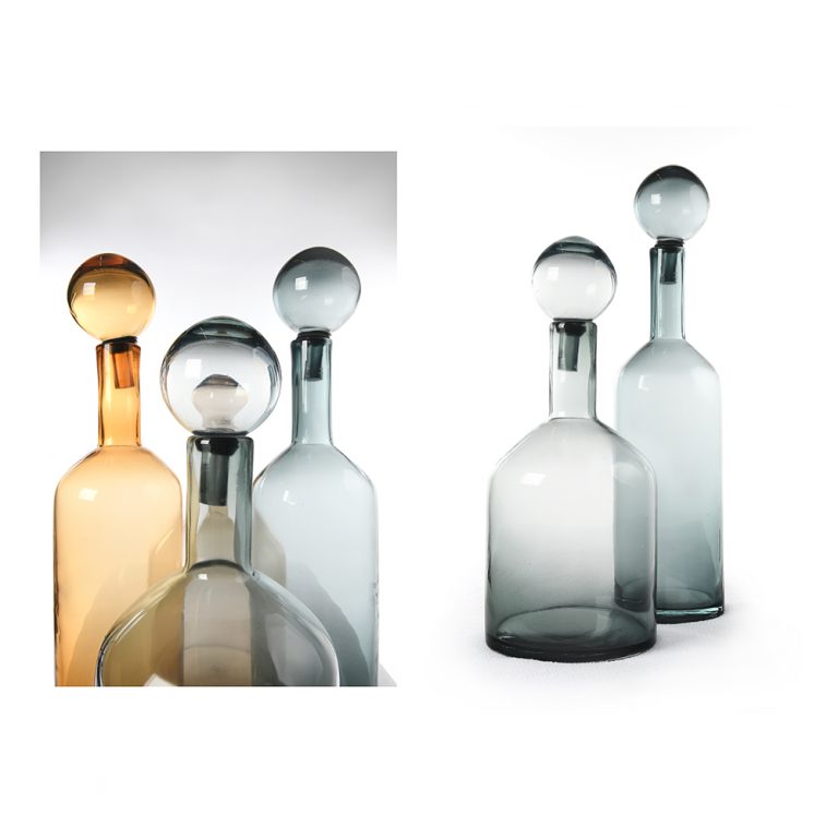 4 Carafes Verre FINEW 1L Avec Couvercles Bambou - Bouteille Boisson Épaisse