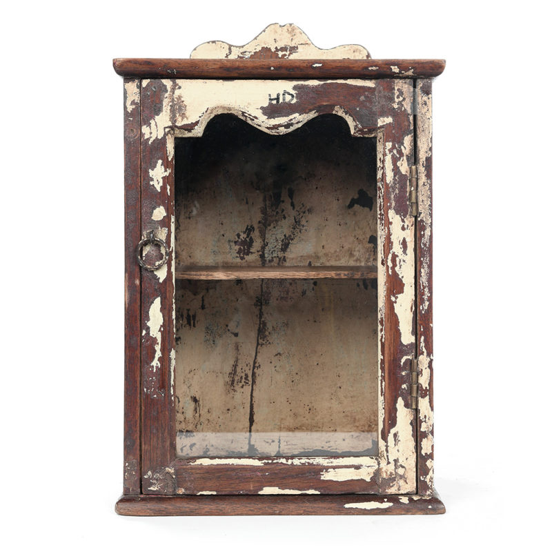 Petite vitrine en bois patiné (38 x 24 x 16cm) | Mes Découvertes ...