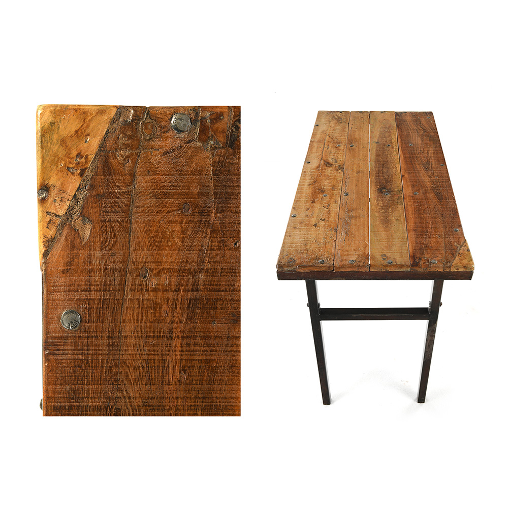 Marocain en aluminium plateau table pliante Cedar pieds en bois fait main Petite 40 cm ATT1
