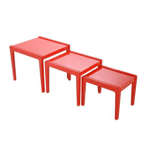Tables basses gignognes en bois laqué rouge