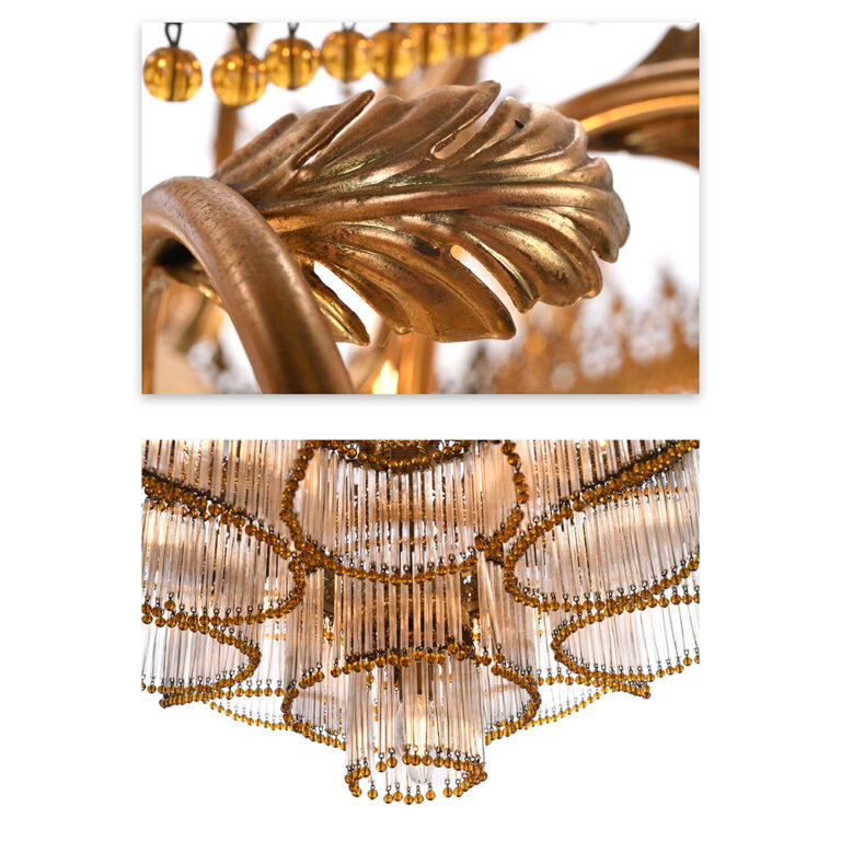 Lustre en bronze doré à pampilles avec appliques assorties | Mes ...
