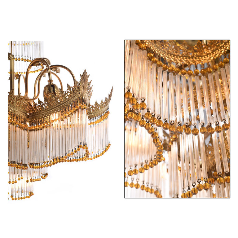 Lustre en bronze doré à pampilles avec appliques assorties | Mes ...